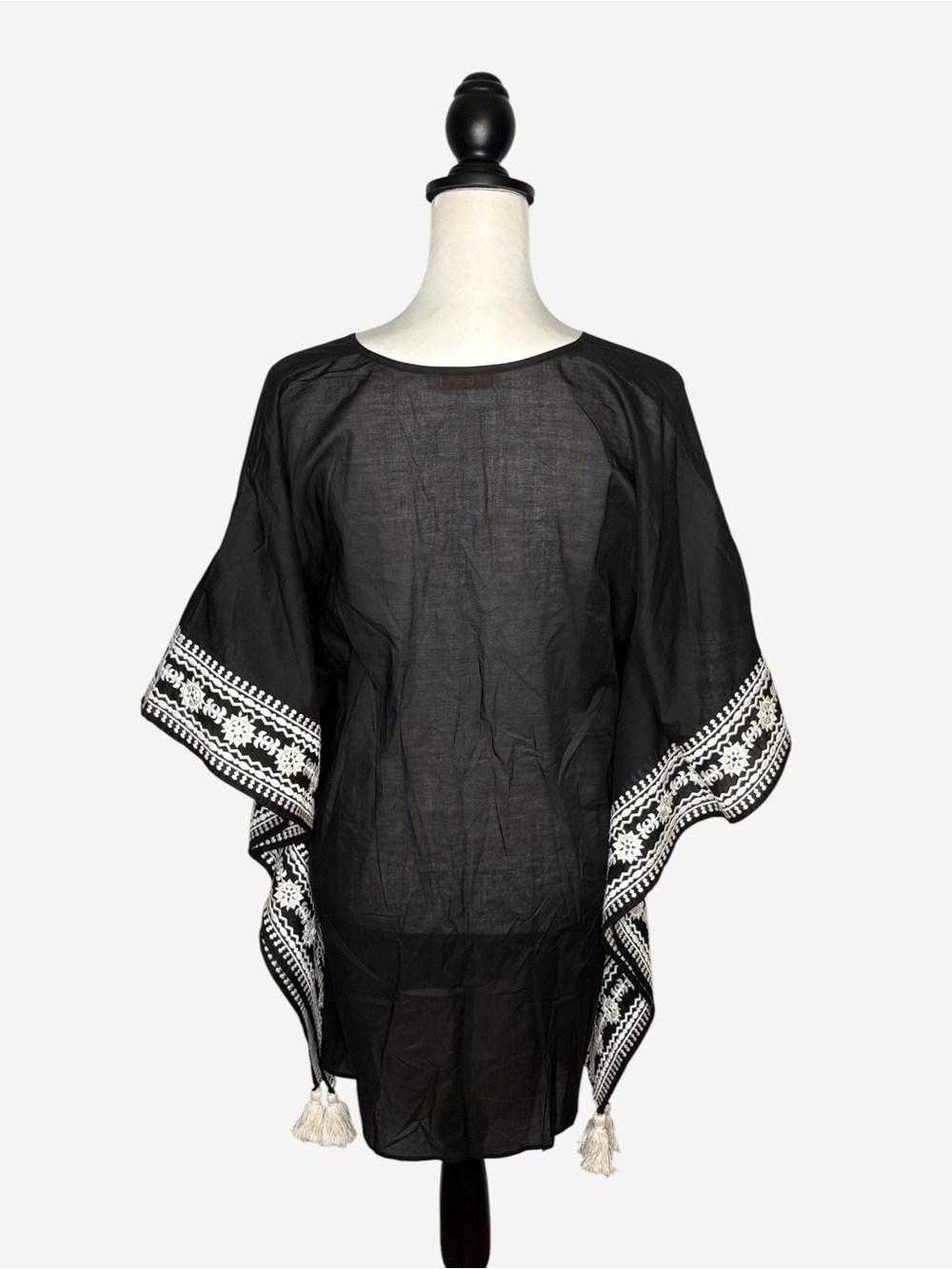 Tory Burch Ravena Beach Caftan Tunic Cover Up Black Swim 46404 Size M/L - Picture 3 of 16